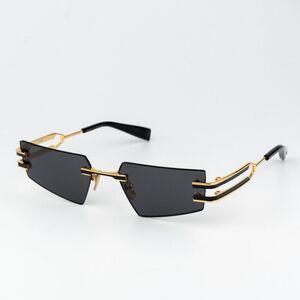Balmain Men Sunglasses Titanium Gold Black Grey Geometric FIXE BPS-123A-54